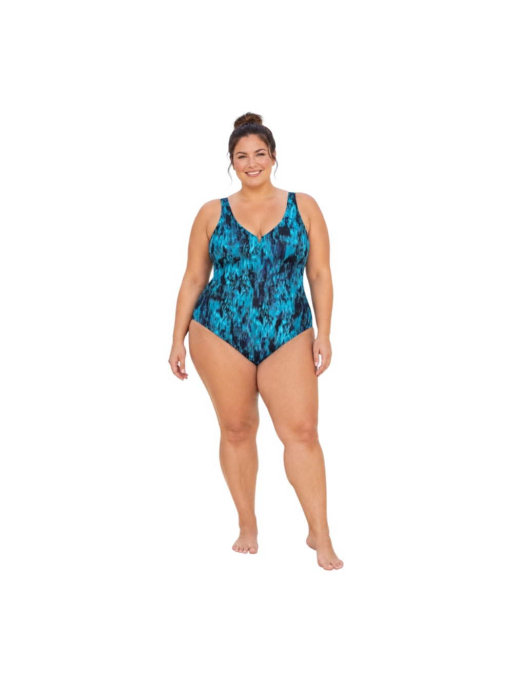 TYR Controlfit Teal Navy Abstract One Piece Swimsuit Women’s XL NWT
